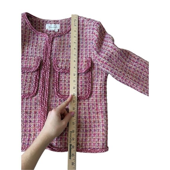 By Anthropologie Slim Tweed Jacket Pink size S Blazer - Picture 7 of 15